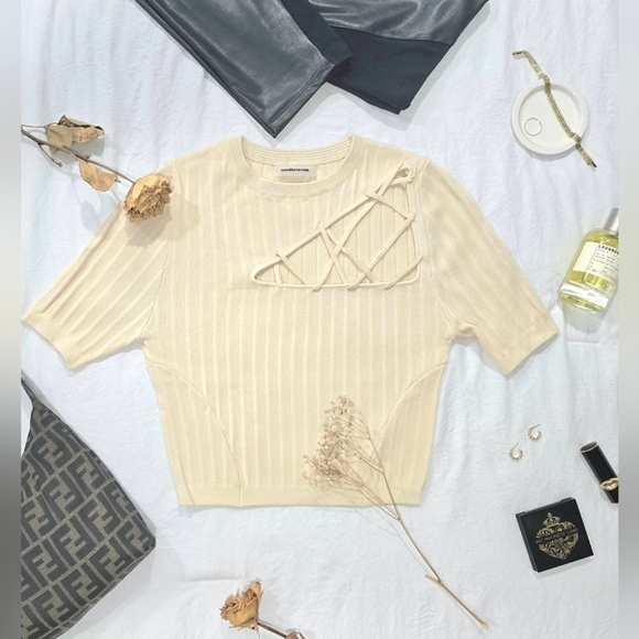 Manière De Voir Knitted Lace Up Top - Picture 1 of 7